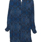 Ichi Womens Shift Dress Teal Damask Knee Length Keyhole Back Long Sleeves L Size undefined Photo 4