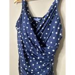 LANDS END Navy Blue Polka Dot V Photo 1
