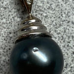 Genuine 14K Gold Tahitian Pearl Pendant Necklace Elegant Gemstone Fine Jewelry Black Photo 0