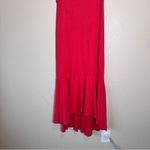 ZARA  Red Sleeveless High Low Ruffled Midi Dress Womens S Casual Holidays Stretch Photo 6