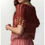 Anthropologie Cardigan Womens One Size Pink Orange Red Shine Deco Crochet Knit Photo 2