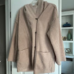 Max Studio Hooded Faux Fur Shearling 3 Clasp Coat Large Photo 0