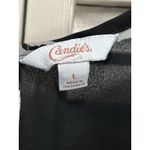 Candie's  Black/Pink Floral Chiffon Sleeveless Keyhole Neck Blouse‎ Size Large Photo 1