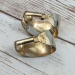 Vintage Clip On Earrings Mustard Yellow Elongated Hoops Photo 7