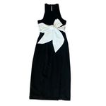 Anthropologie Maeve Women’s White Bow Waist High Neck Black Bodycon Midi Dress S Photo 12