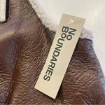 No Boundaries  Faux Leather Vest Faux Shearling Lining NWT Women L/XL Brown Urban Photo 2
