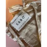 Sabo Australia Ruffle Halter Top Beige Striped Tie Back Sleeveless Cute Womens Tan Size M Photo 2