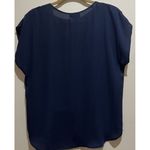 Three Pink Hearts  ~ Sleeveless Embroidered Blue Colored Blouse ~ Size Medium Photo 3