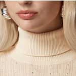 J.Crew  Featherweight Cashmere Turtleneck Sweater Rhinestones Buttercream XL NWT Photo 1