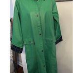 VTG 80s Lot One Inc of Boston Green Rain Coat PVC Tartan Liner Medium ROCKABILLY Photo 0