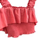 Forever 21 Coral smocked Ruffle shirred tank crop top square neck Photo 1