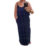 Sweet Lovely  Navy Blue Maxie Dress Size Medium Photo 4