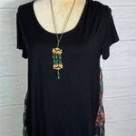 cha cha vente  Size Medium  Floral Mesh high low Embroidered Sheer Top Photo 0