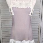 matty m  Vintage 100% Silk Cami Top Lace Trim Light Gray/Lilac-Medium Photo 0