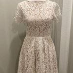 Tobi Cream & Beige Embroidered Crochet Lace Overlay Short-Sleeve Mini Dress - S Photo 1