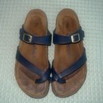 Birkenstock  Betula Navy Mia Soft Birko-Flor Toe Strap Sandal 39/8 Photo 0