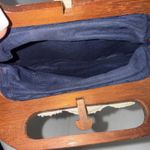 Vtg Bermuda Bag Purse Handbag Wooden Handles Pearl Buttons Embroidered Floral Photo 5