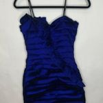 City Triangles Vintage Bodycon Shimmer Ruffle Taffeta Blue Sz Small Photo 0