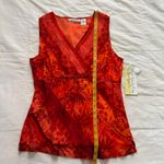 90s deadstock vintage Ny & Co Orange red floral print silk tank top sequins Size M Photo 5