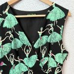 Sidecca Women's Sleeveless Dress L Black Green Ballerina Print V Photo 4