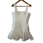 Amanda Uprichard  Annalise White Jacquard Mini Dress M Bridal Party Flounce Hem Photo 3