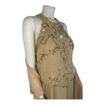 Miss New York high neck cut out Sequenced & beaded dress and scarf size 16 Gold Photo 4