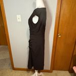 Escada side ruched wool blend cap sleeve dark brown/black dress size EU36 or S Brown Photo 2