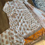 Indian Designer Kurta Palazzo Dupatta Set Women Salwar Kameez Ready To Wear Suit Gold Size XL Photo 7