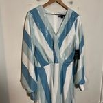 Boston Proper NWT - Long Sleeve Sequin Stripe Surplice Dress Cocktail Mini Dress Photo 2
