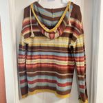 Cotton & Rye Outfitters Womens Stripe Hooded Knit Sweatshirt M Boho Gyaru Brown Size M Photo 4