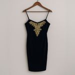Alex Evenings VTG  Velvet Dress and Bolero Black Gold Embroidered Holiday Glam 14 Photo 3
