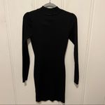 Black Cream Trimmed Piped Ribbed Knit Mock Neck Long Sleeve Sweater Dress Size L Size L Photo 2