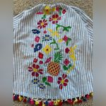 ZARA  BBWM Woman Striped Floral Fruit Embroidered Balloon Sleeve Boho Top Photo 10
