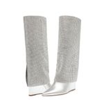 Steve Madden Size 5.5 M Riski Wedge Rhinestone Boot Silver Embellished Crystal Photo 9