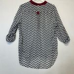 Tacera Tunic Blouse black white red chevron printed design polyester Size Large Photo 3