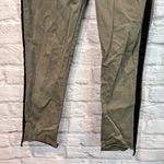 frame denim 26”  Le High Straight Raw Stagger Hem Army Green Tuxedo Stripe Jeans Photo 9