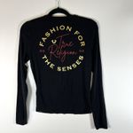 True Religion Vtg Long Sleeve Black Graphic Top Women's Size Large Black Y2K Photo 1