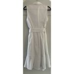 EXPRESS White Sleeveless Button Down Shirt Dress Tie Waist Belt Ruffle Sz S Photo 4