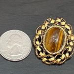 Vintage Unsigned Victorian Revival Tiger Eye Brooch Photo 3