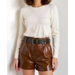 THE FRANKIE SHOP Evro Leather Belt, Brown/Gold, XL Brown Photo 7