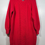 Lands' End Lands’ End Cable Knit Sweater Dress Red Long Sleeve M 10/12 Winter Cozy Holiday Photo 0