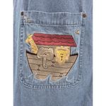 Christopher & Banks 80s Vtg Cotton Blue Denim Jumper Noah's Ark Grandma Sz L Photo 1