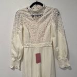 Ivy City Co Colette Cream Long Sleeve High Neck Lace Jumpsuit XXS White Photo 2