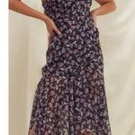 ASTR The Label dress midi floral black one shoulder Adriana drop waist size s Photo 3