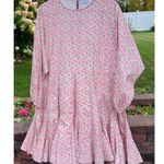 Storia White with Pink Blue Floral Pattern Babydoll Dress Photo 0