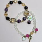 Elegant Beaded Bracelets Set with Charms (Set Y) Purple Photo 0