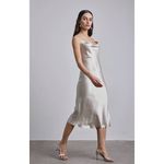 EXPRESS Metallic Cowl Neck Cross Back Midi Slip Dress Photo 1