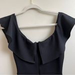 Just Me  Black Plunge Ruffle Sleeveless Ponte NWT Bodycon Dress Size Small Photo 3
