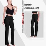 Dayoung Bootcut Yoga Pants for Women Tummy Control Workout Bootleg Pants High Waist 4 Way Stretch Pants Photo 4