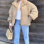 ZARA Taupe Puffer Jacket Photo 2